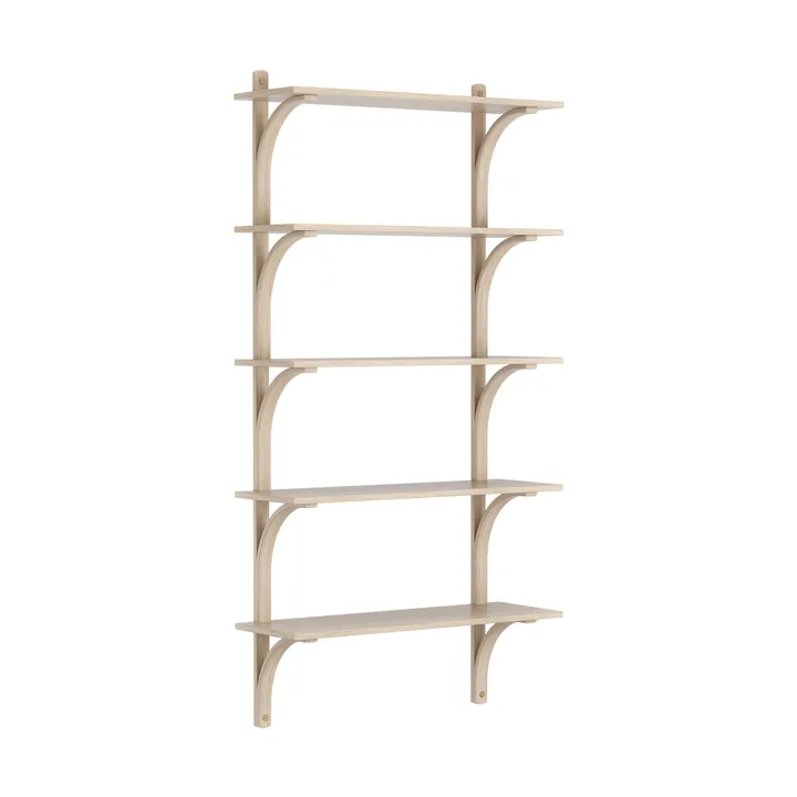 Levi shelf 5 shelves - White-pigmented oak-brass, 90 cm - Swedese