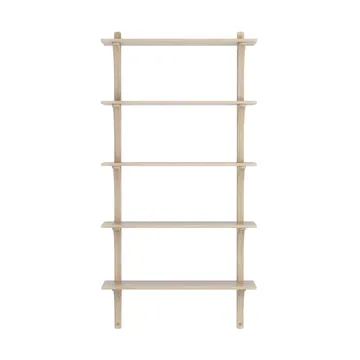 Levi shelf 5 shelves - White-pigmented oak-brass, 90 cm - Swedese