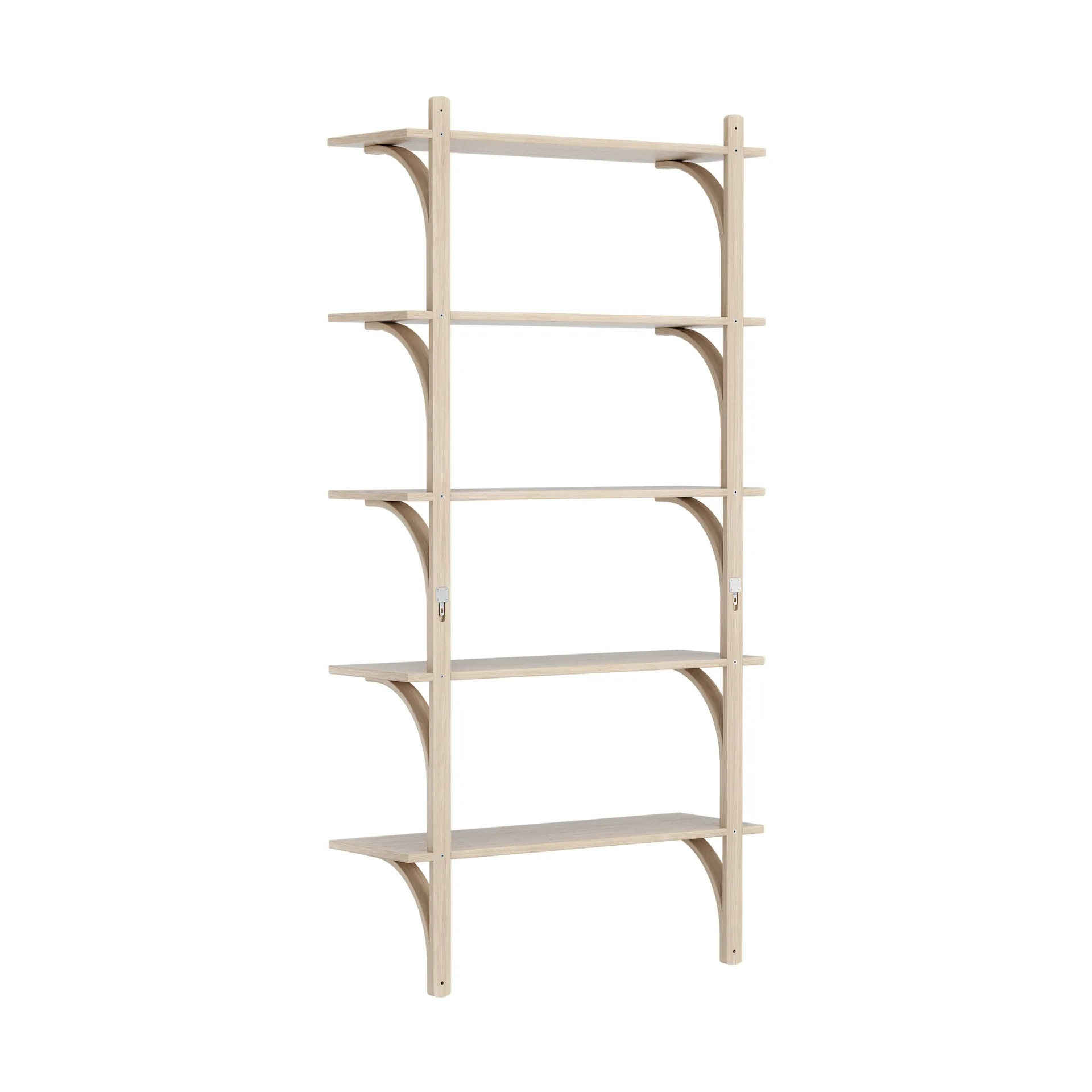 Levi shelf 5 shelves, White-pigmented oak-brass, 90 cm Swedese