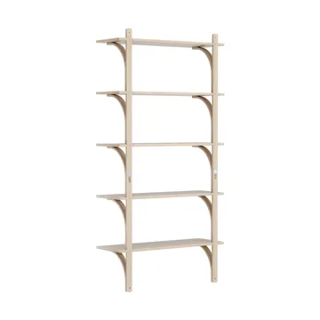 Levi shelf 5 shelves - White-pigmented oak-brass, 90 cm - Swedese