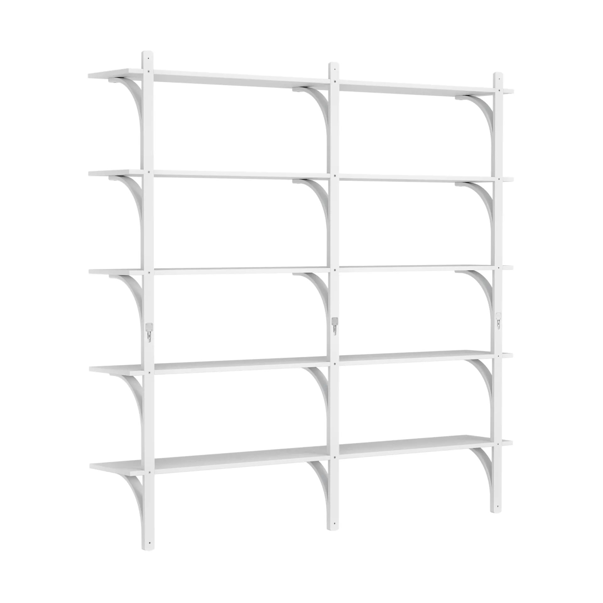 Levi shelf 5 shelves, White-stained ash-aluminium, 180 cm Swedese