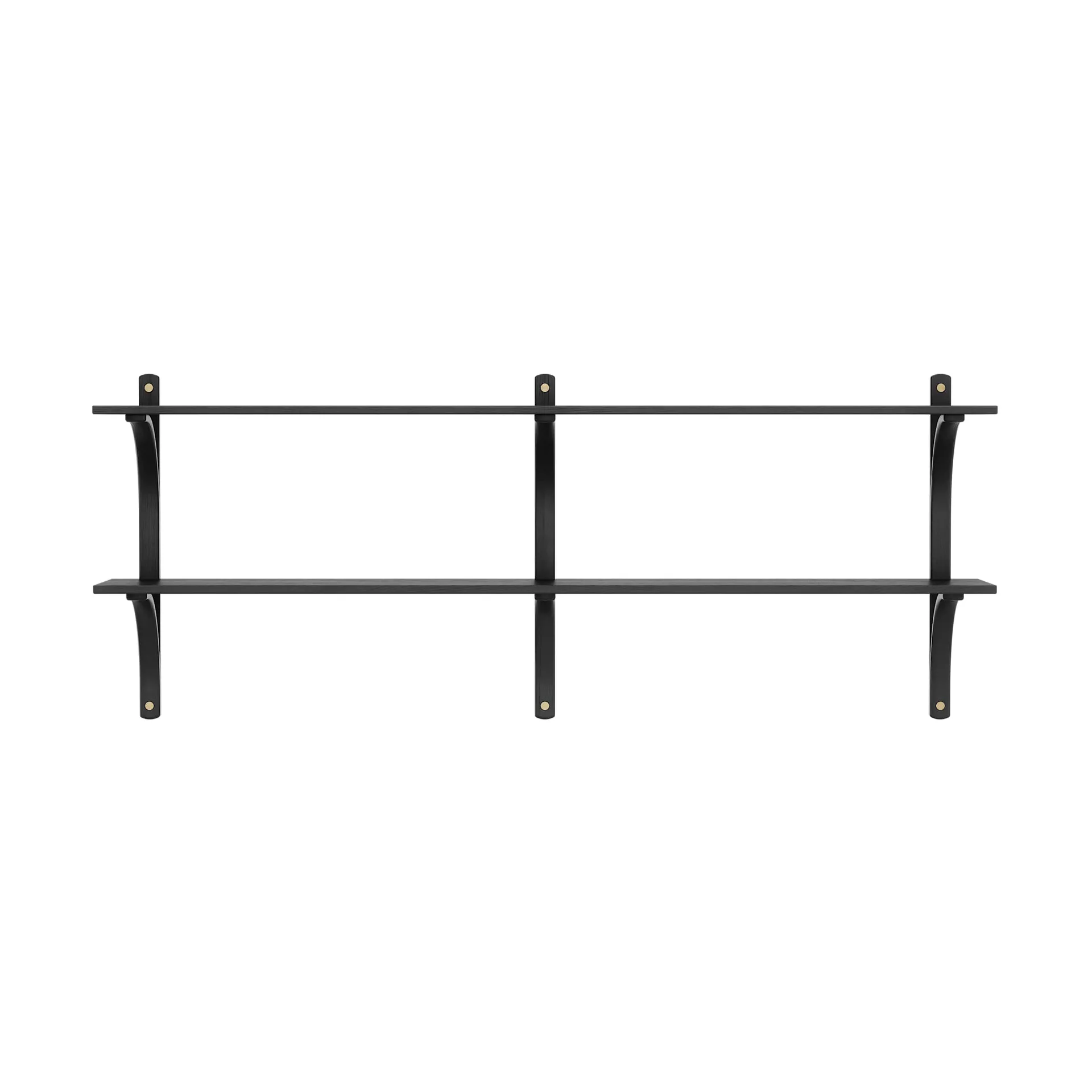 Levi shelf, Black ash-brass, 2 shelves, 180 cm Swedese