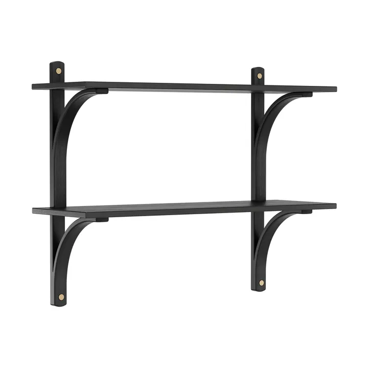 Levi shelf - Black ash-brass, 2 shelves, 90 cm - Swedese
