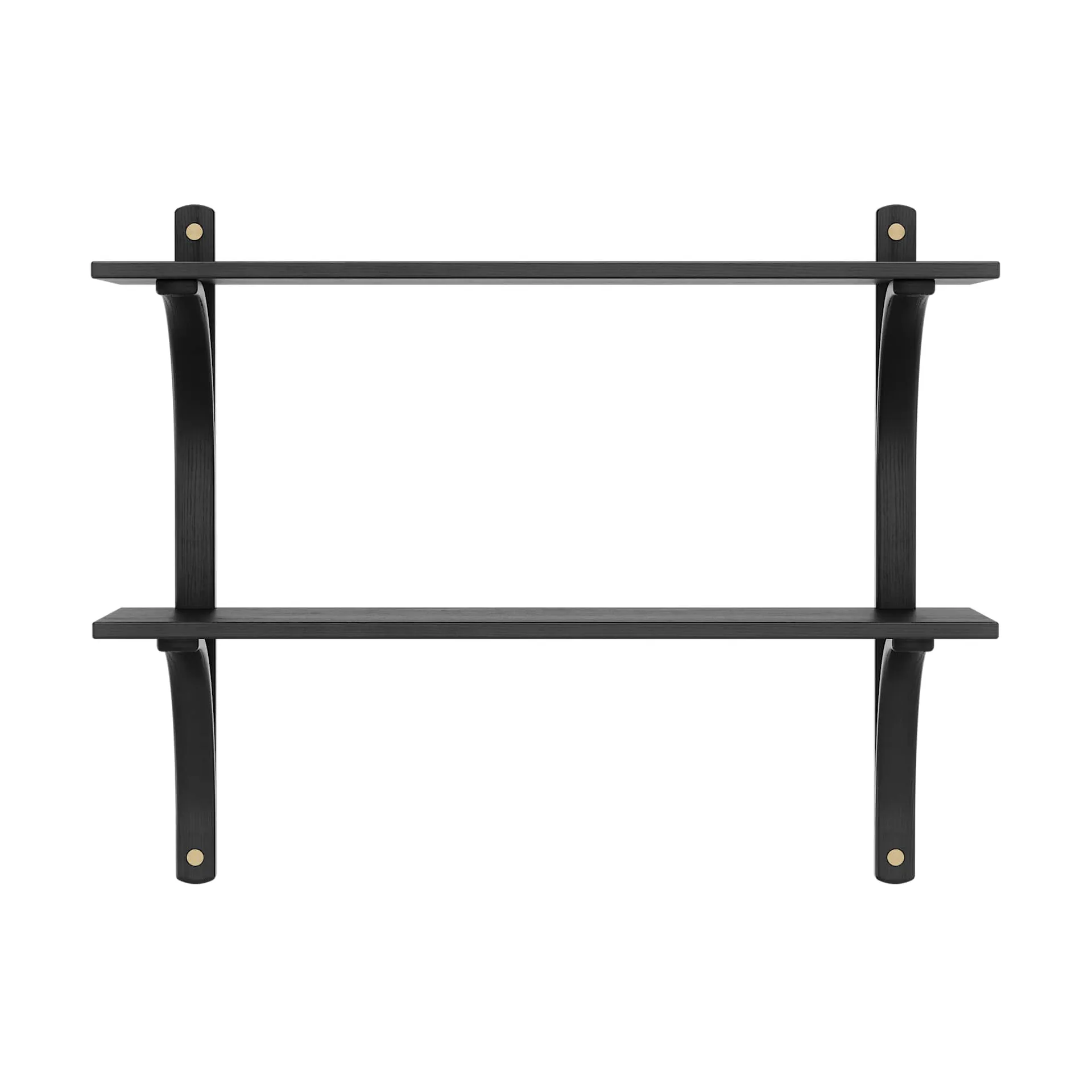 Levi shelf, Black ash-brass, 2 shelves, 90 cm Swedese