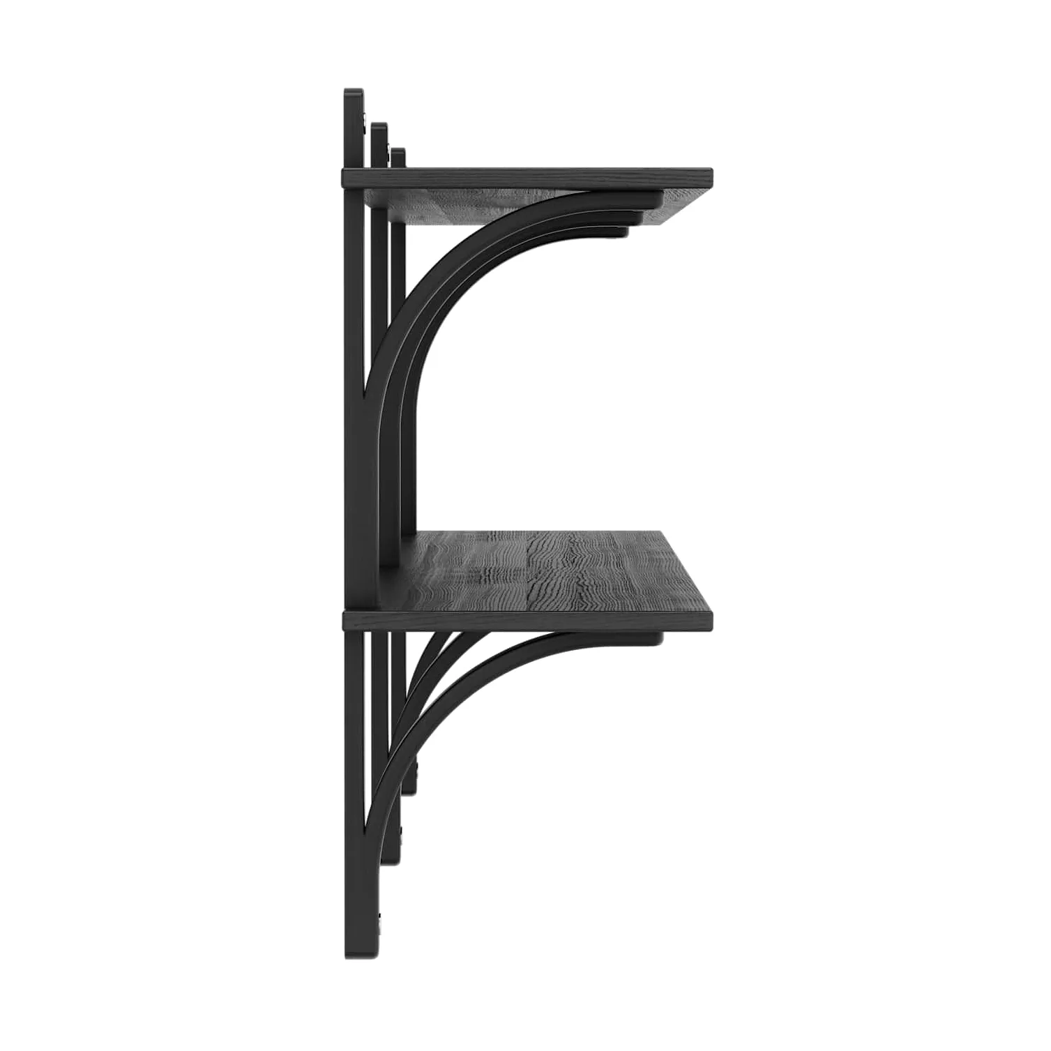 Levi shelf, Black ash-stainless steel, 2 shelves, 180 cm Swedese