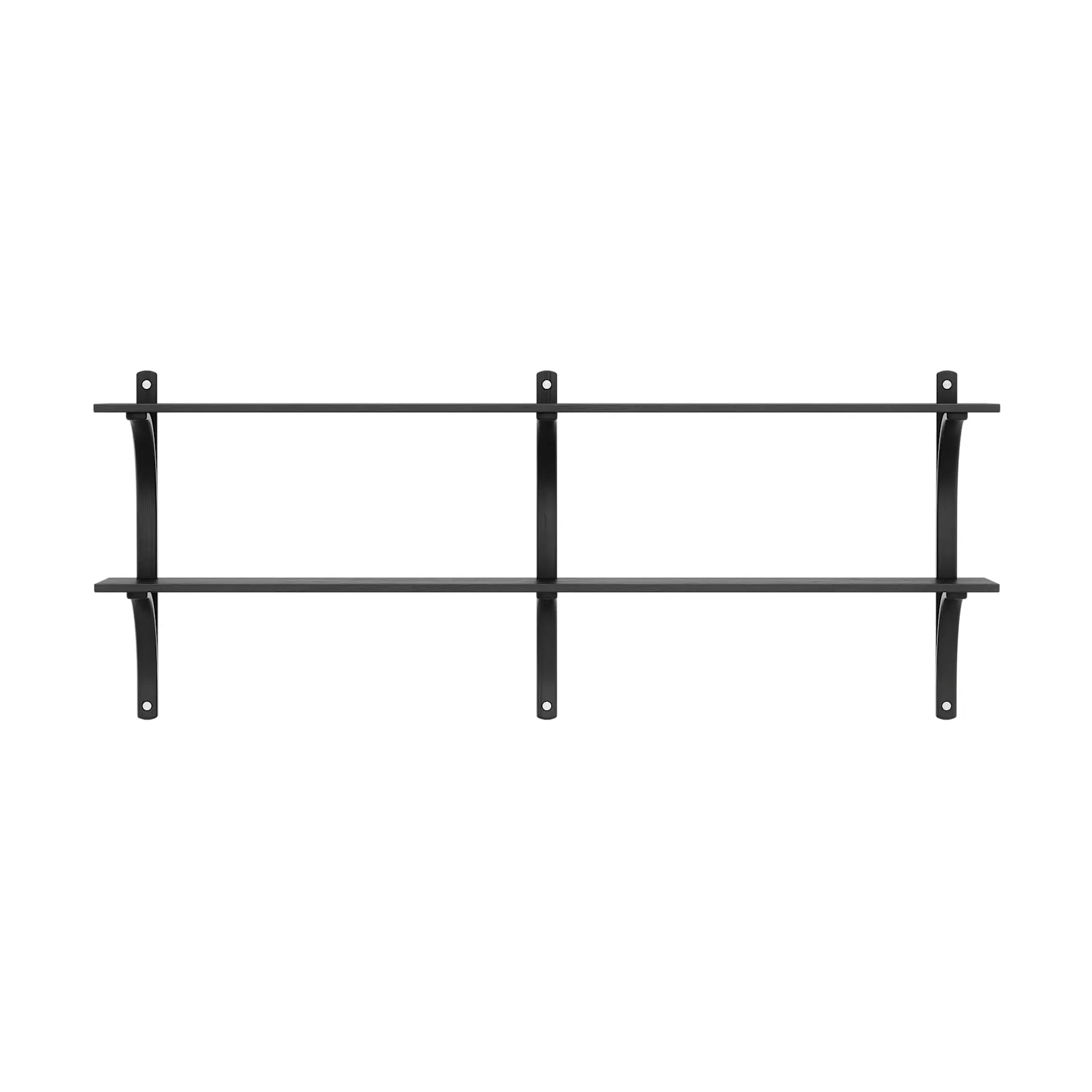 Levi shelf, Black ash-stainless steel, 2 shelves, 180 cm Swedese