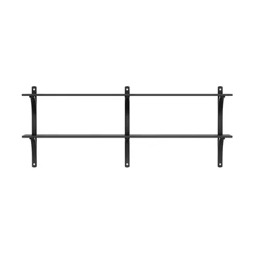 Levi shelf - Black ash-stainless steel, 2 shelves, 180 cm - Swedese
