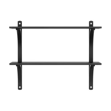 Levi shelf - Black ash-stainless steel, 2 shelves, 90 cm - Swedese