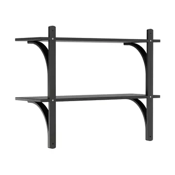 Levi shelf - Black ash-stainless steel, 2 shelves, 90 cm - Swedese