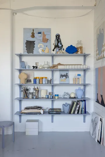 Levi shelf - Ilke blue, stainless steel, 2 shelves, 90 cm - Swedese