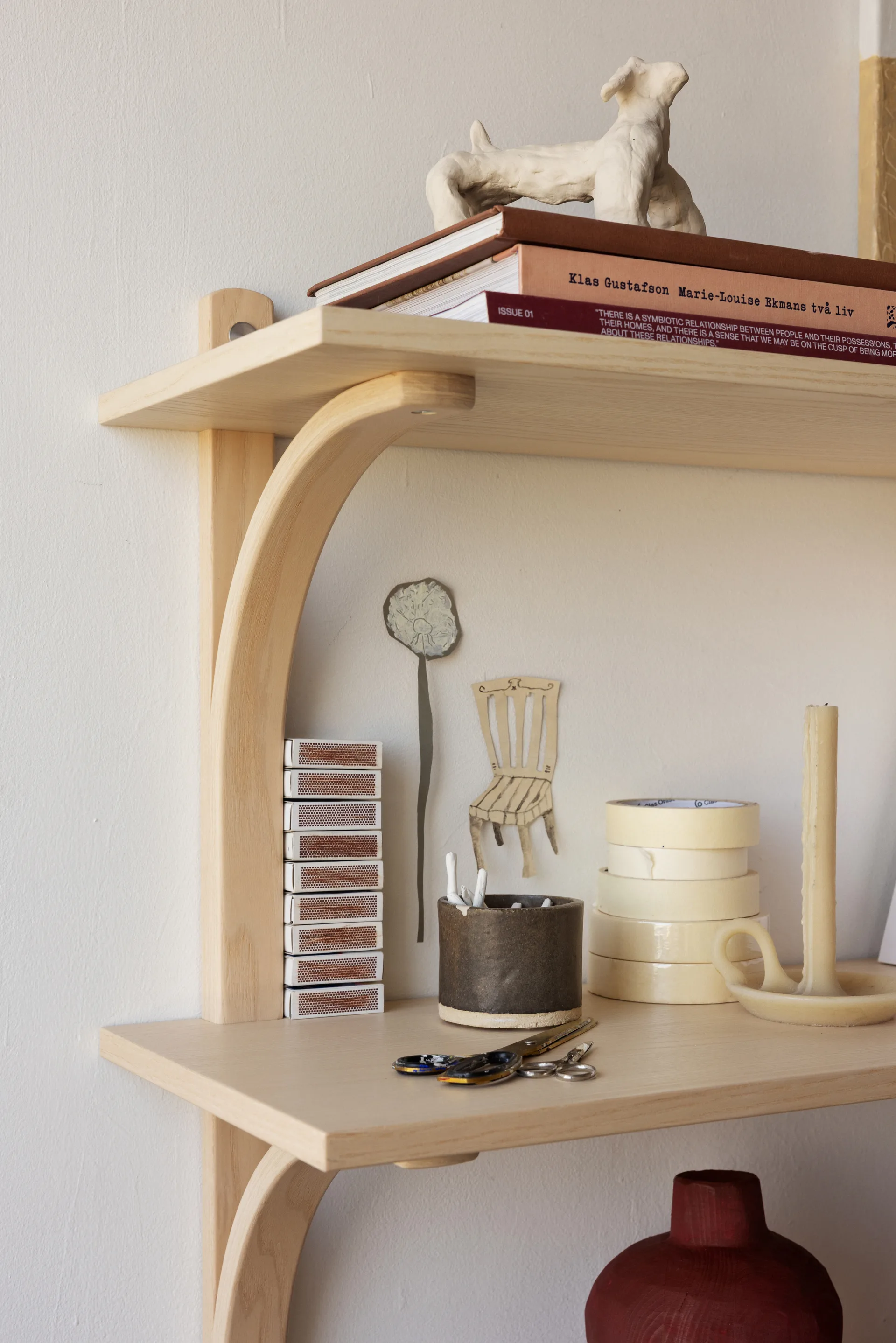 Levi shelf, Lacquered ash-stainless steel, 2 shelves, 90 cm Swedese