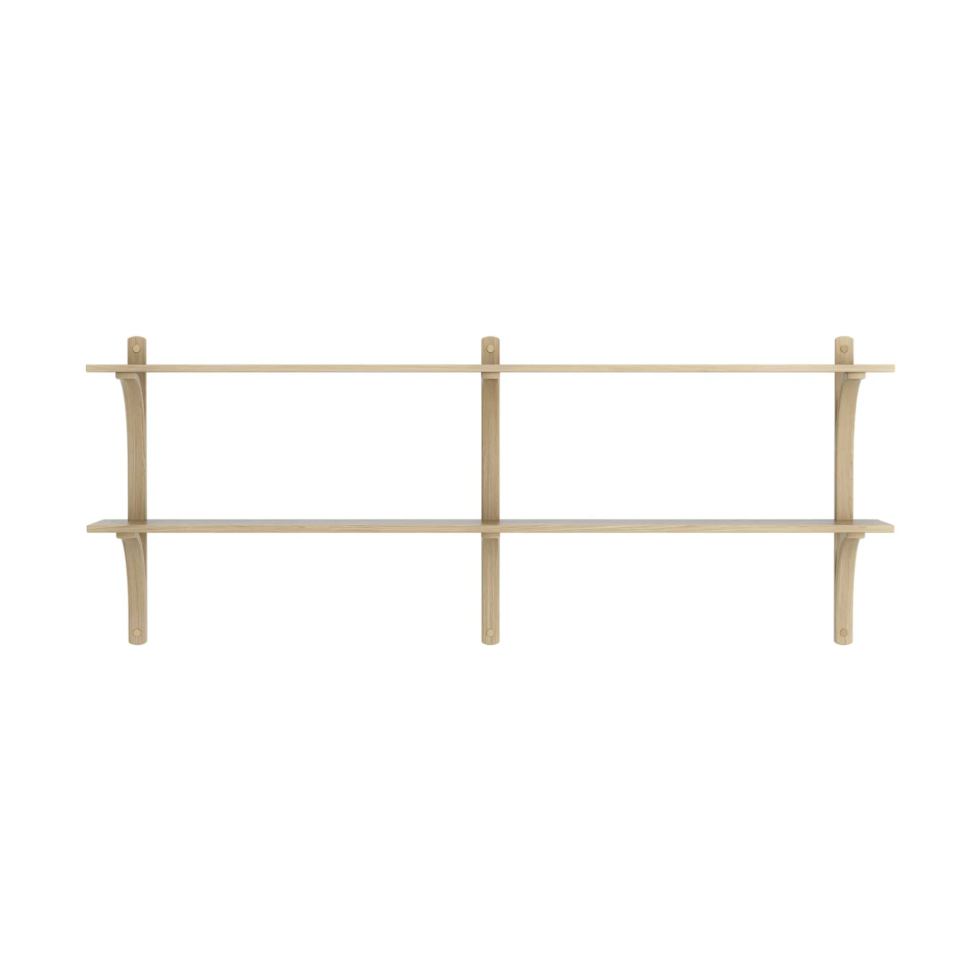 Levi shelf, Lacquered oak-brass, 2 shelves, 180 cm Swedese