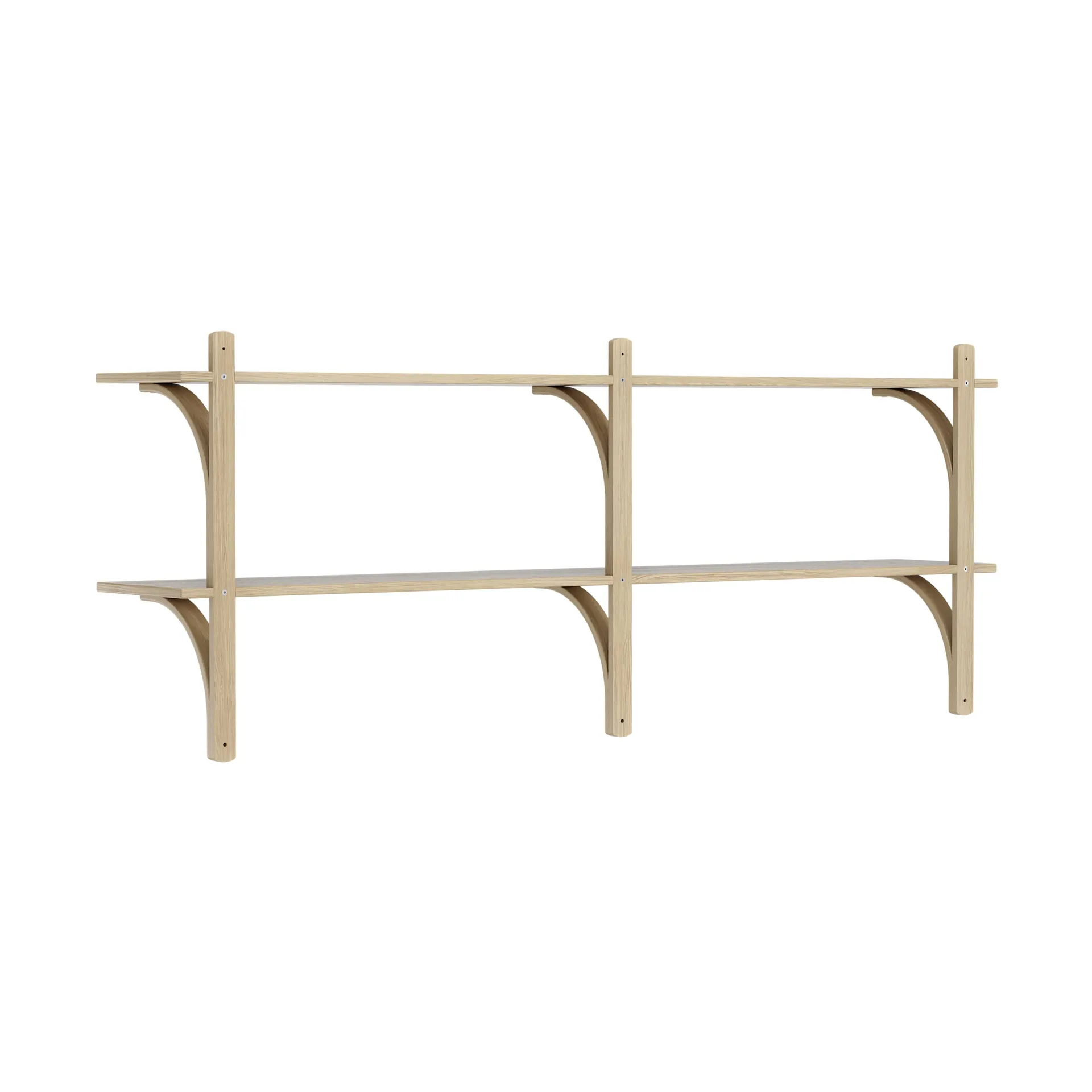 Levi shelf, Lacquered oak-brass, 2 shelves, 180 cm Swedese