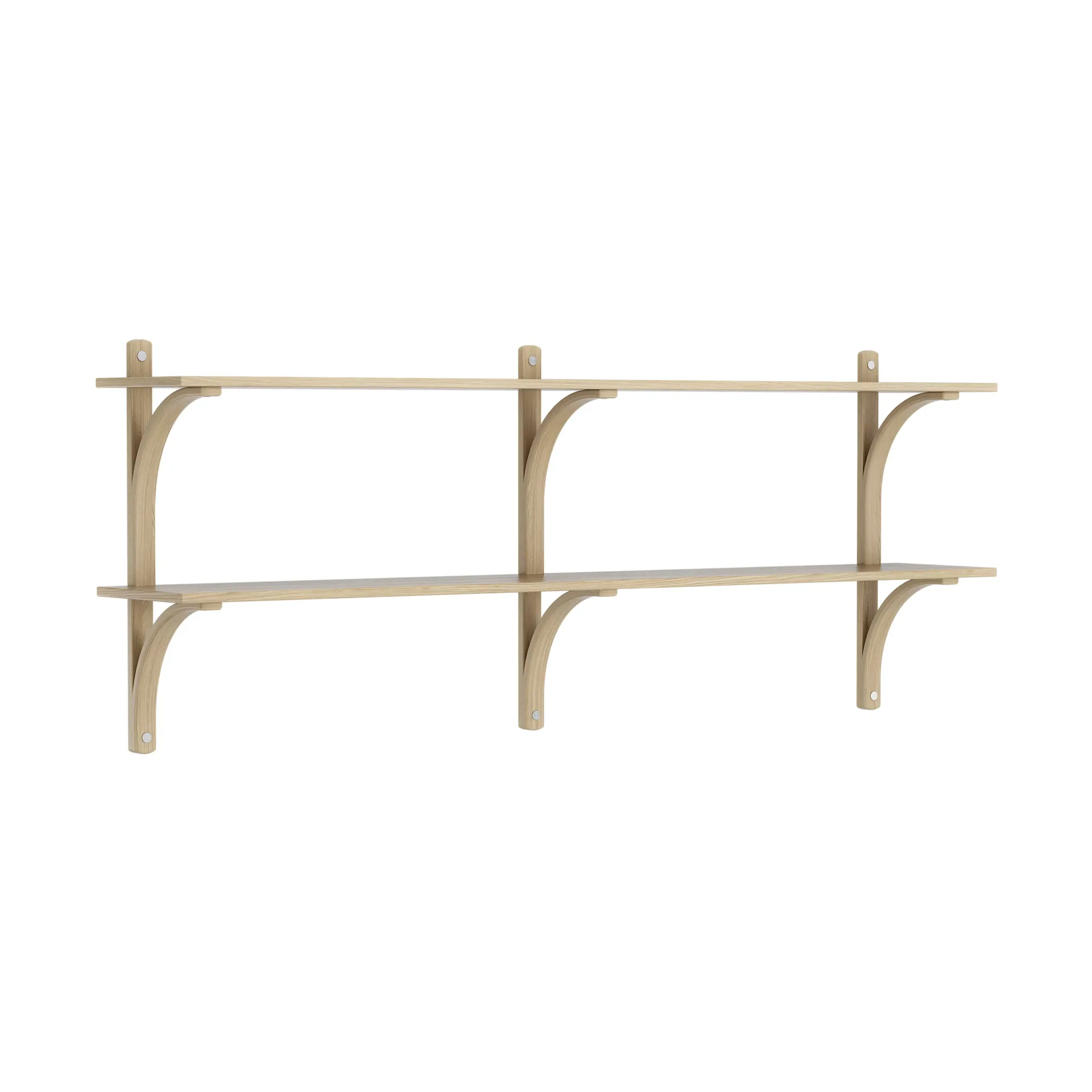 Levi shelf, Lacquered oak-stainless steel, 2 shelves, 180 cm Swedese