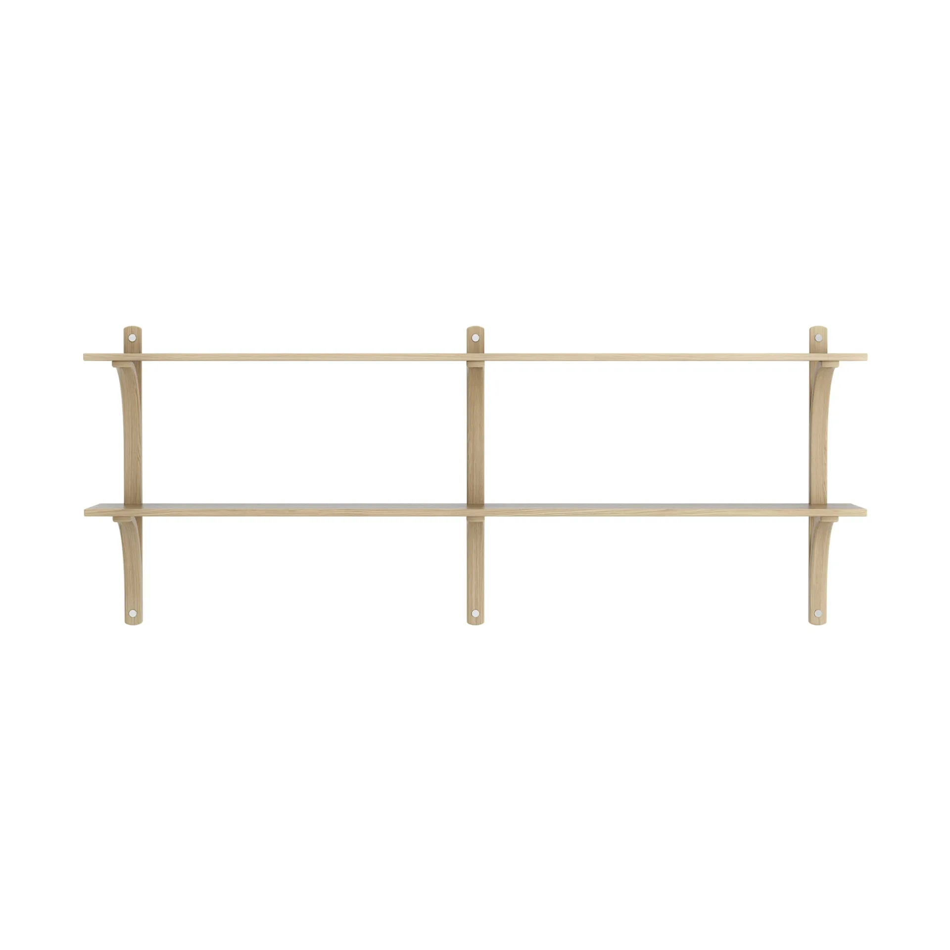 Levi shelf, Lacquered oak-stainless steel, 2 shelves, 180 cm Swedese