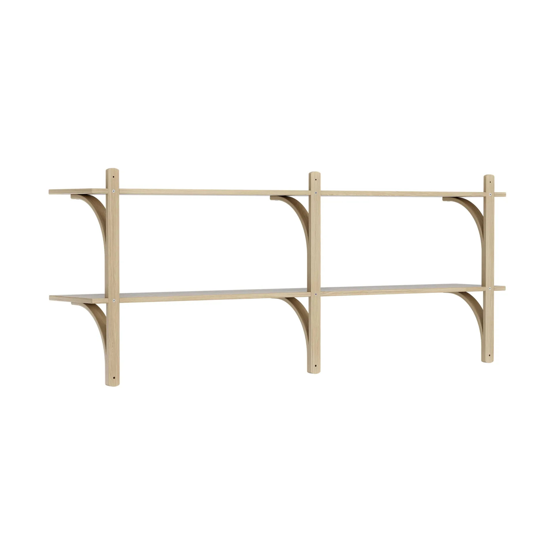 Levi shelf, Lacquered oak-stainless steel, 2 shelves, 180 cm Swedese