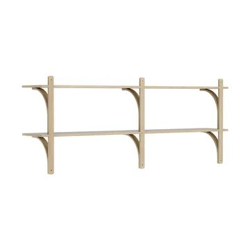Levi shelf - Lacquered oak-stainless steel, 2 shelves, 180 cm - Swedese