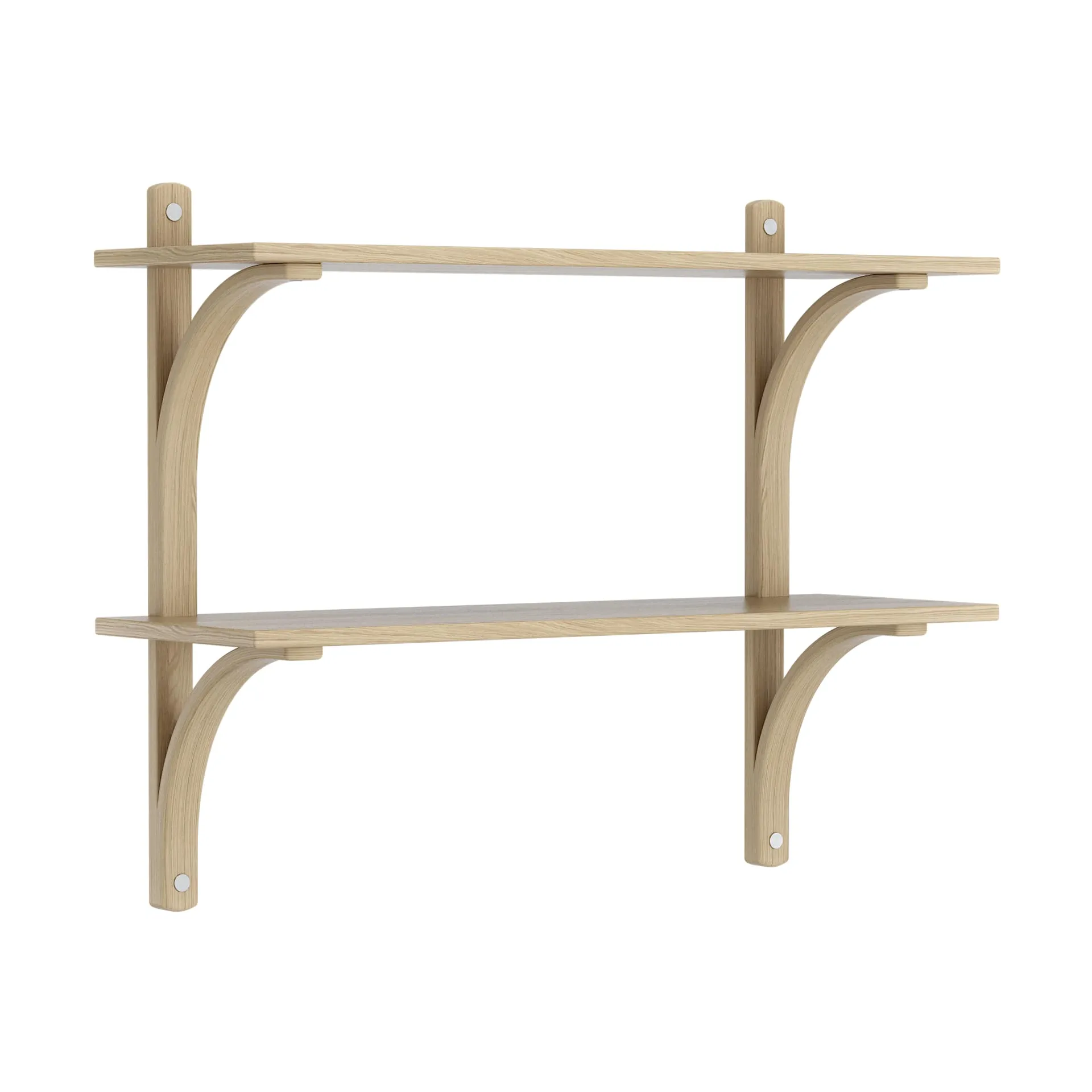 Levi shelf, Lacquered oak-stainless steel, 2 shelves, 90 cm Swedese