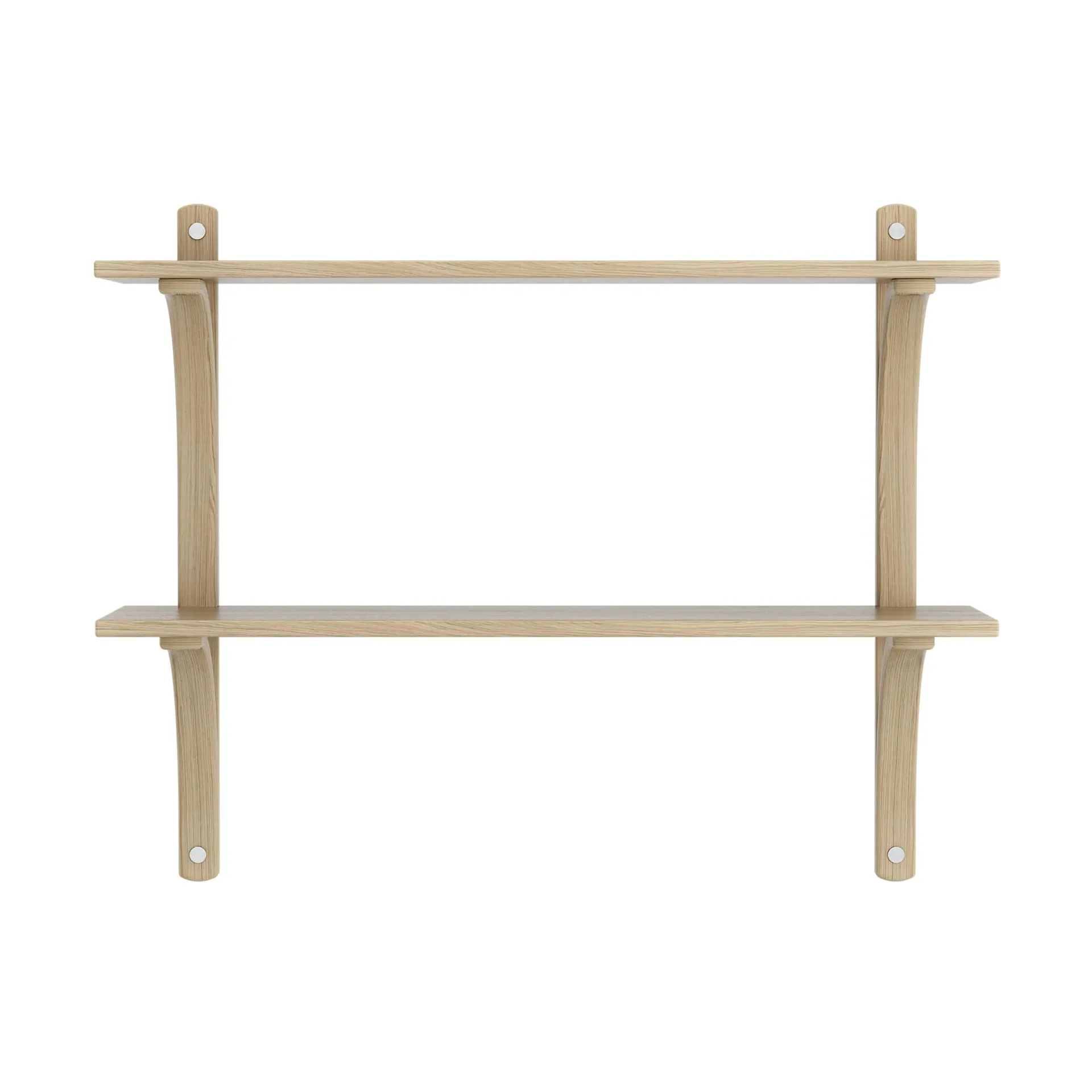 Levi shelf, Lacquered oak-stainless steel, 2 shelves, 90 cm Swedese