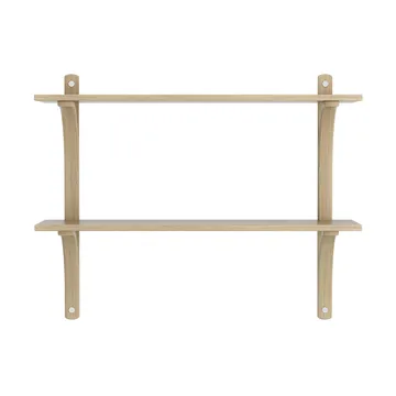 Levi shelf - Lacquered oak-stainless steel, 2 shelves, 90 cm - Swedese