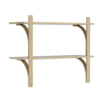 Levi shelf - Lacquered oak-stainless steel, 2 shelves, 90 cm - Swedese