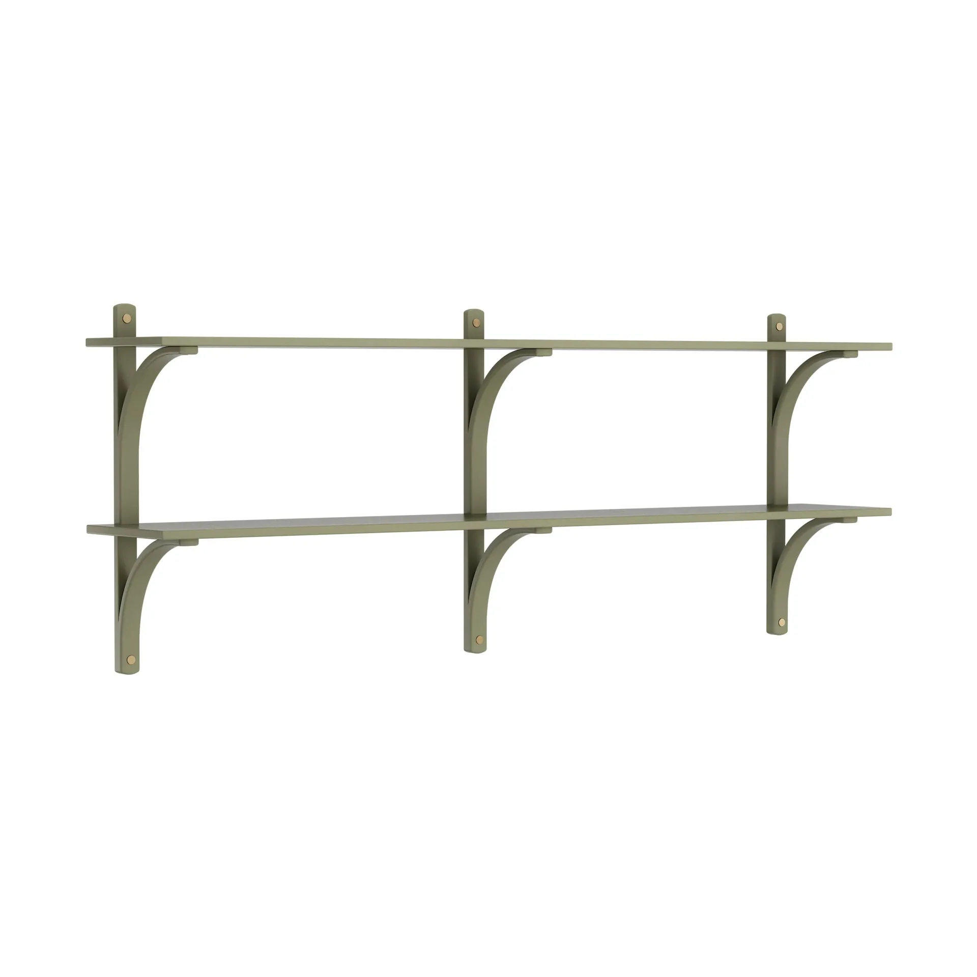 Levi shelf, Moss green-brass, 2 shelves, 180 cm Swedese
