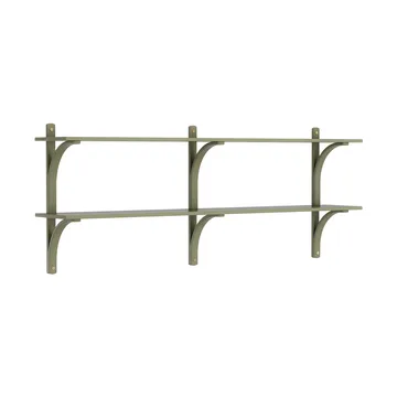 Levi shelf - Moss green-brass, 2 shelves, 180 cm - Swedese