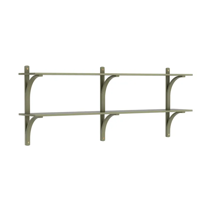 Levi shelf - Moss green-brass, 2 shelves, 180 cm - Swedese