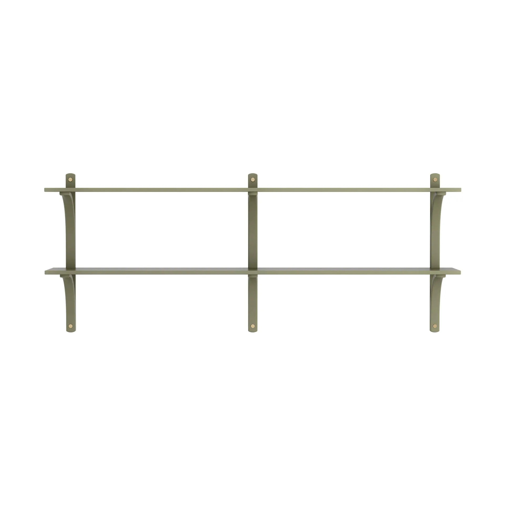 Levi shelf, Moss green-brass, 2 shelves, 180 cm Swedese