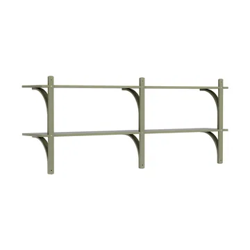 Levi shelf - Moss green-brass, 2 shelves, 180 cm - Swedese