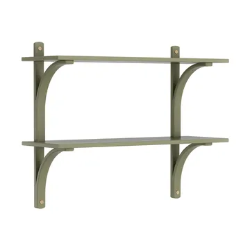 Levi shelf - Moss green, brass, 2 shelves, 90 cm - Swedese
