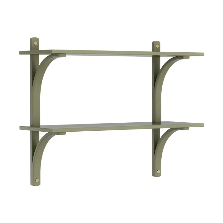 Levi shelf - Moss green, brass, 2 shelves, 90 cm - Swedese