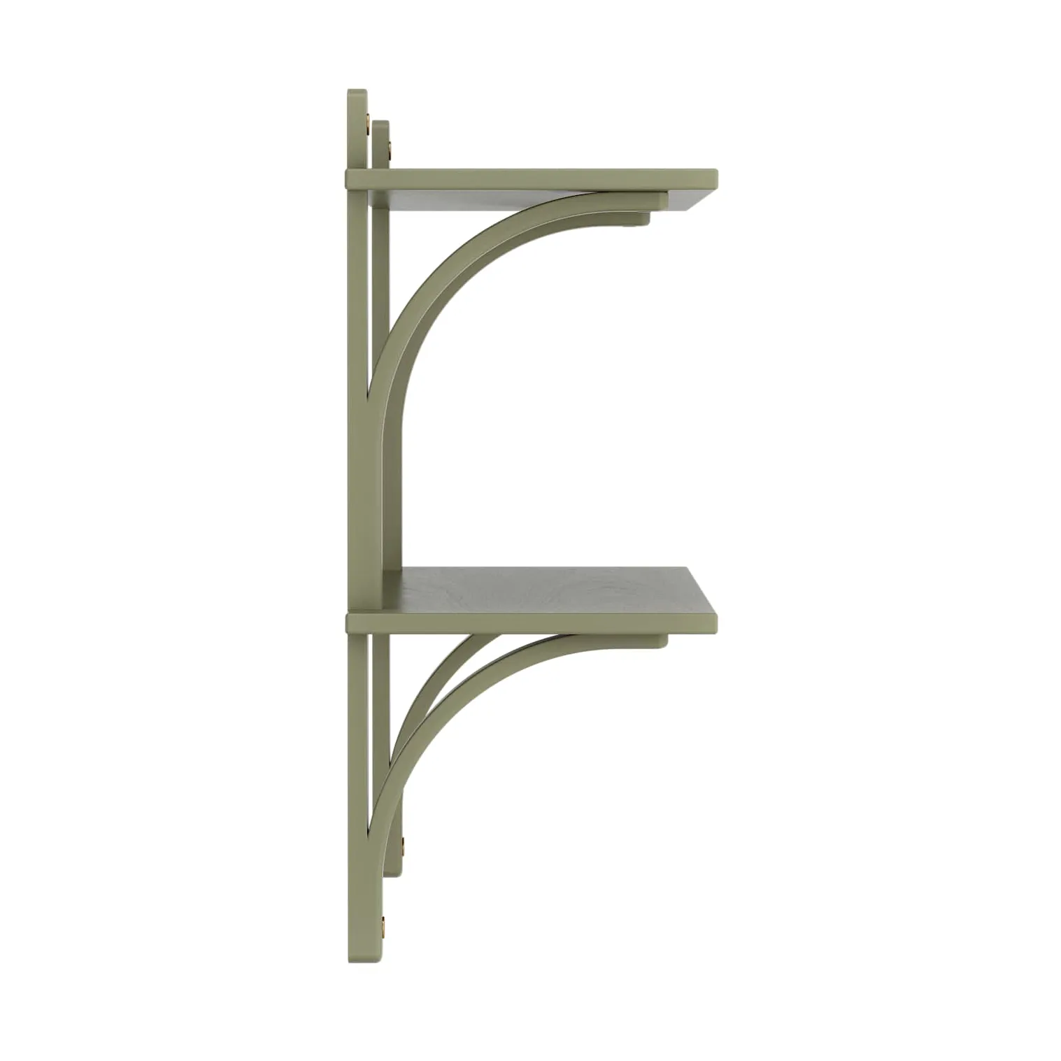 Levi shelf, Moss green, brass, 2 shelves, 90 cm Swedese