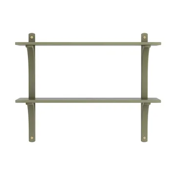Levi shelf - Moss green, brass, 2 shelves, 90 cm - Swedese