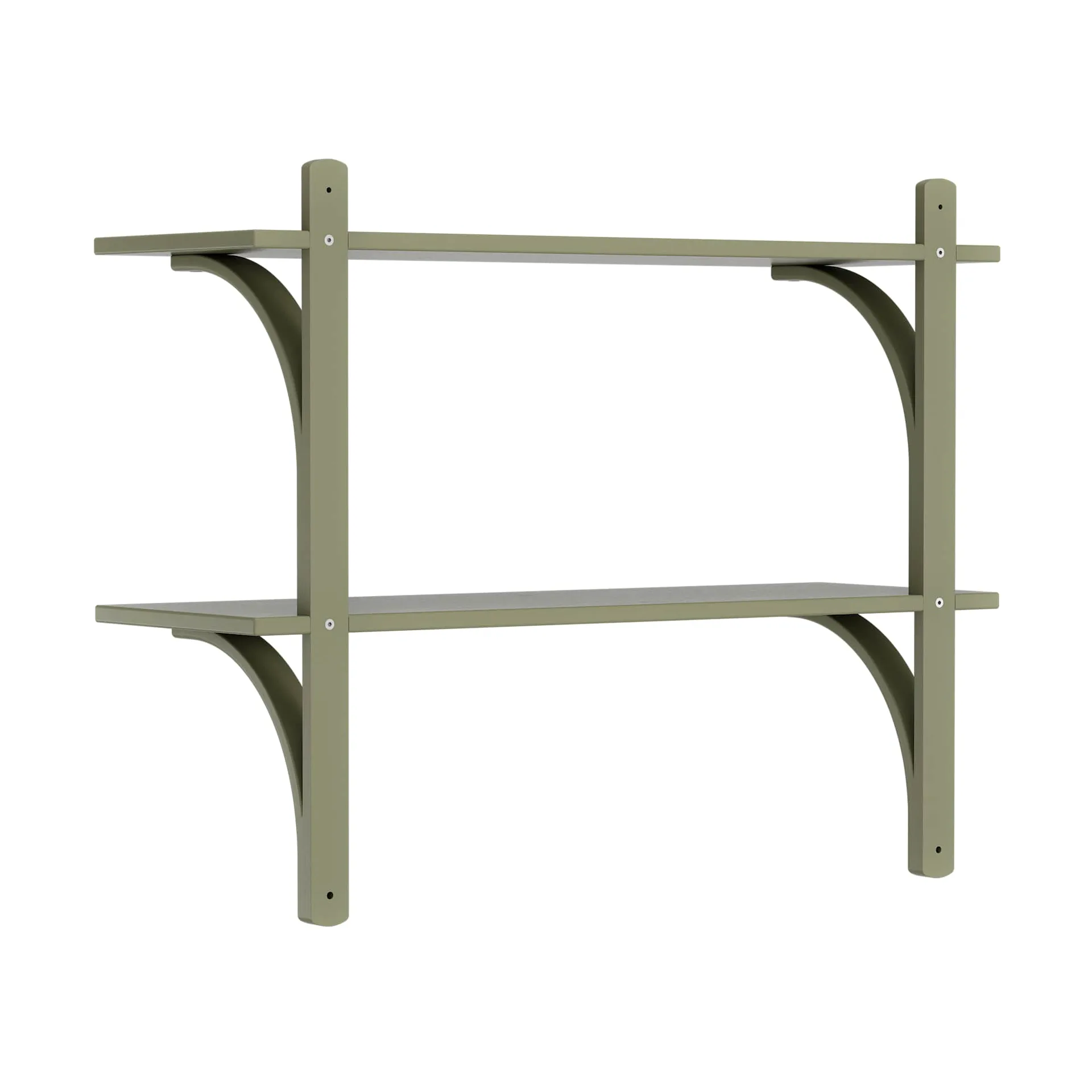 Levi shelf, Moss green, brass, 2 shelves, 90 cm Swedese