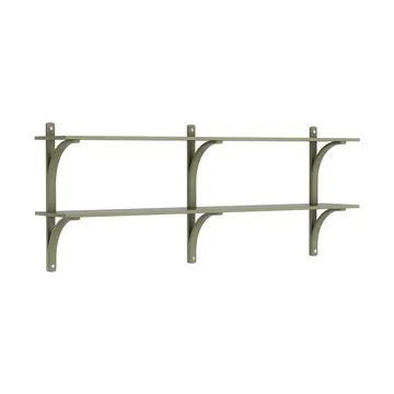 Levi shelf - Moss green-stainless steel, 2 shelves, 180 cm - Swedese