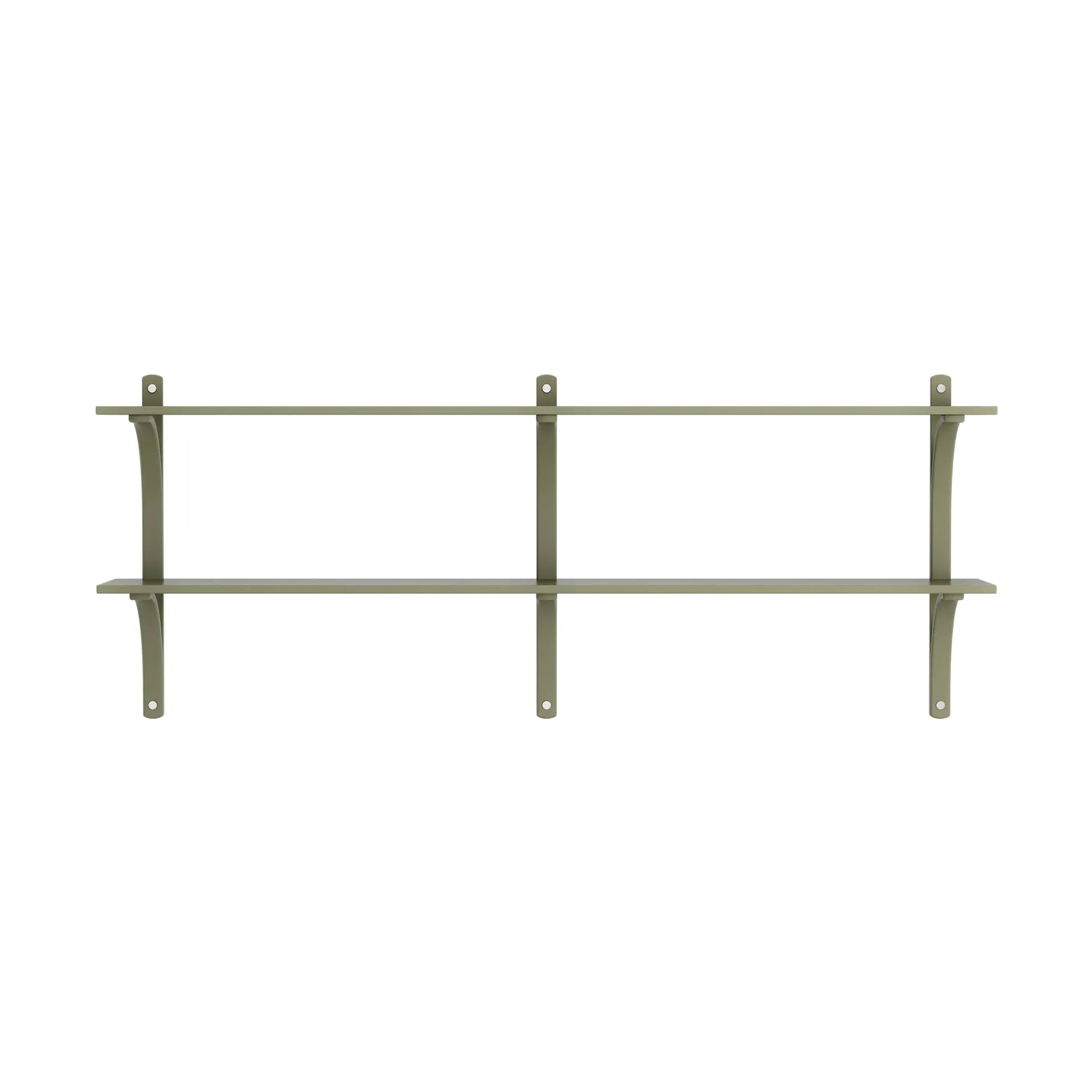 Levi shelf, Moss green-stainless steel, 2 shelves, 180 cm Swedese