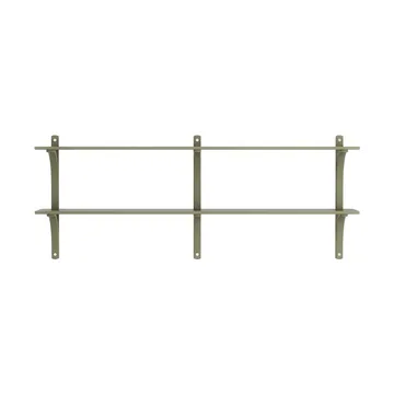 Levi shelf - Moss green-stainless steel, 2 shelves, 180 cm - Swedese