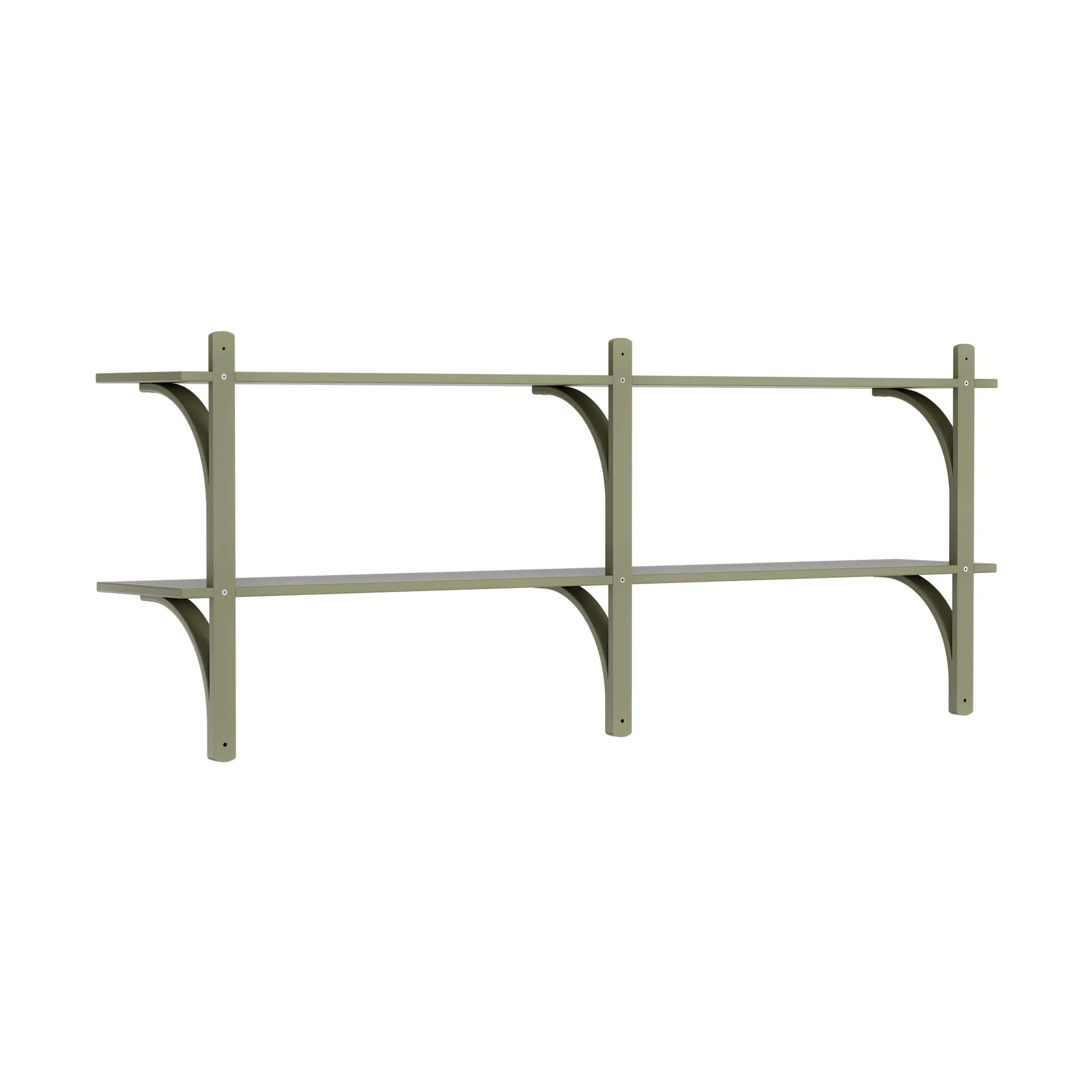 Levi shelf, Moss green-stainless steel, 2 shelves, 180 cm Swedese