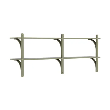 Levi shelf - Moss green-stainless steel, 2 shelves, 180 cm - Swedese