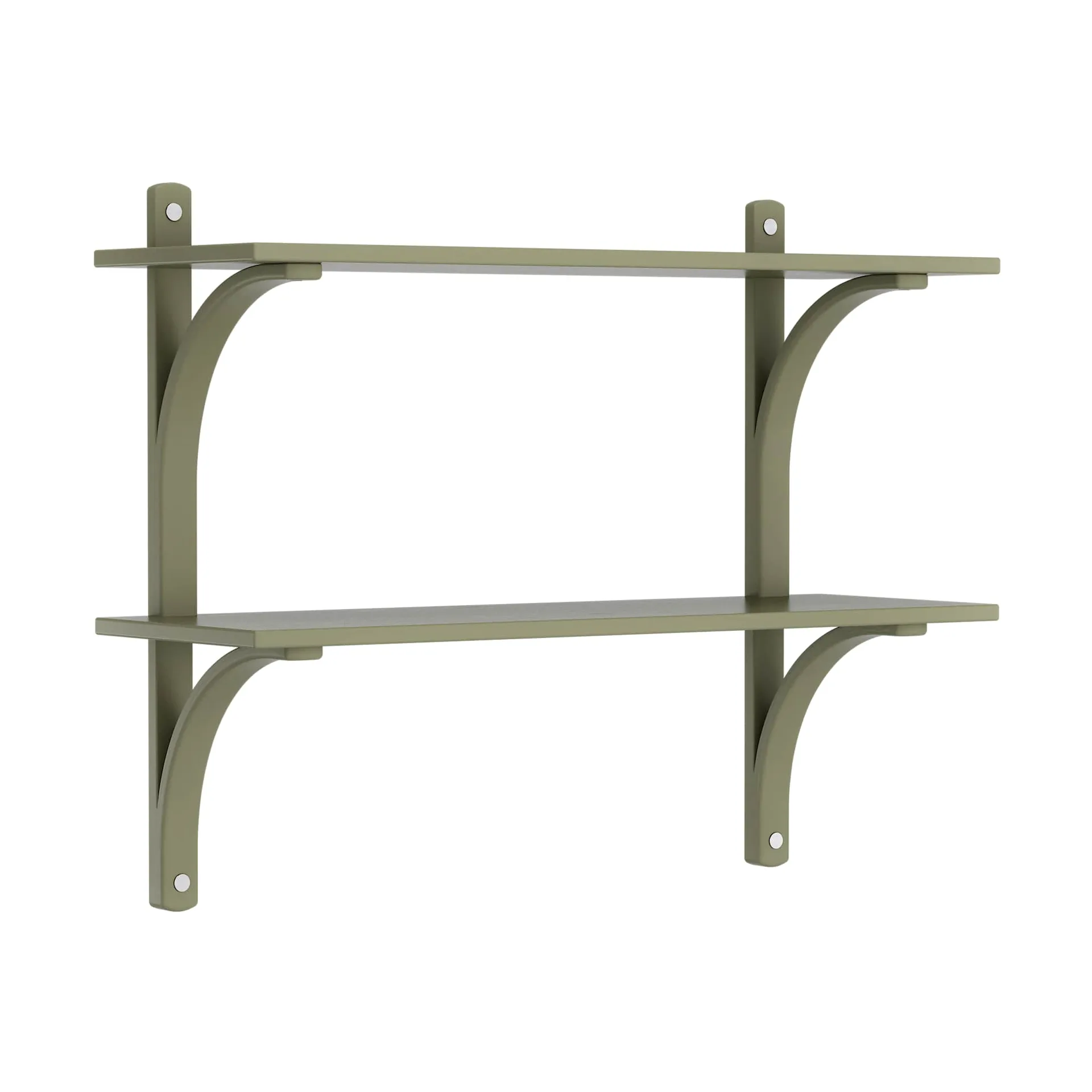 Levi shelf, Moss green-stainless steel, 2 shelves, 90 cm Swedese