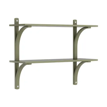 Levi shelf - Moss green-stainless steel, 2 shelves, 90 cm - Swedese