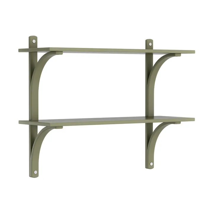 Levi shelf - Moss green-stainless steel, 2 shelves, 90 cm - Swedese