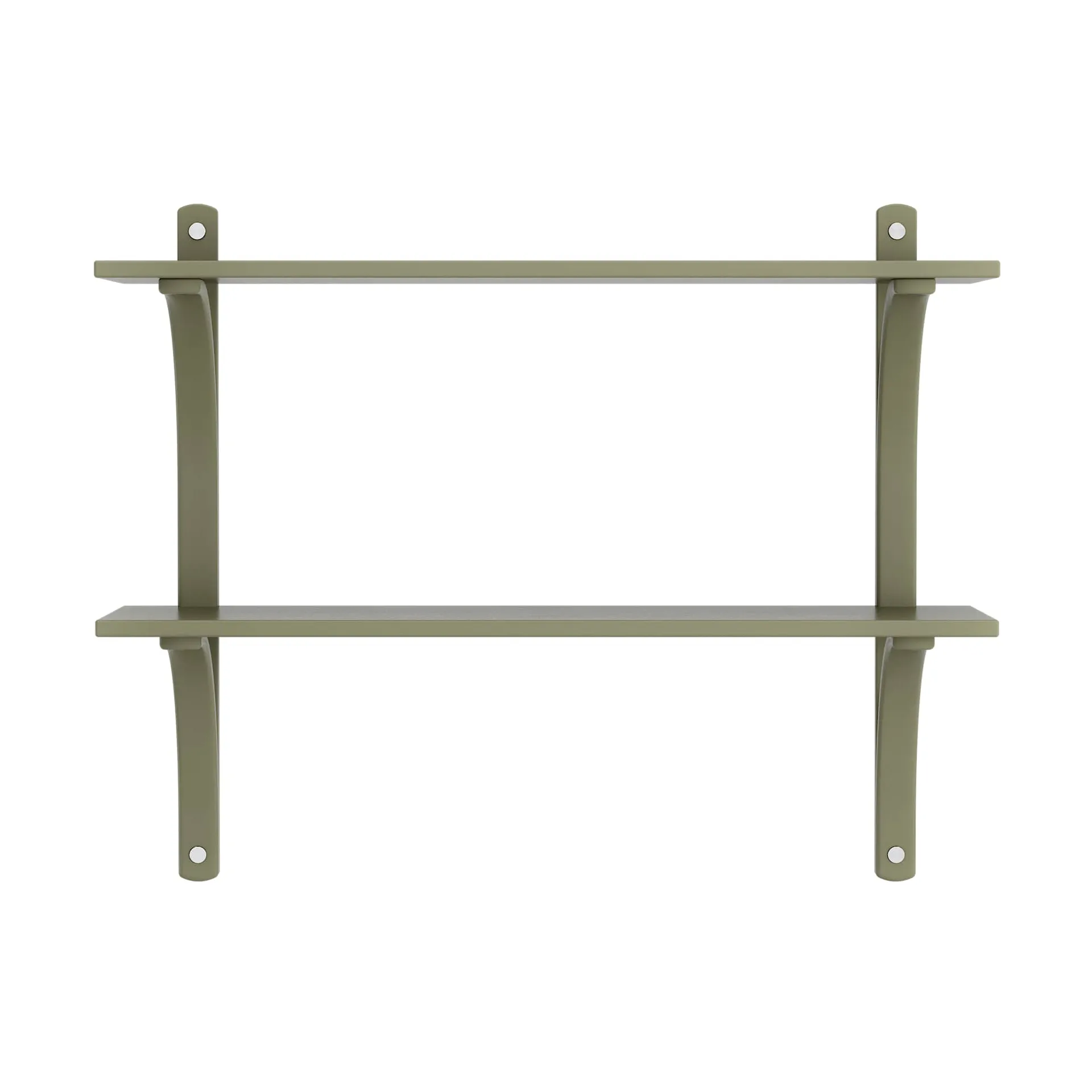 Levi shelf, Moss green-stainless steel, 2 shelves, 90 cm Swedese