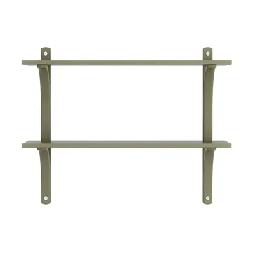 Levi shelf - Moss green-stainless steel, 2 shelves, 90 cm - Swedese