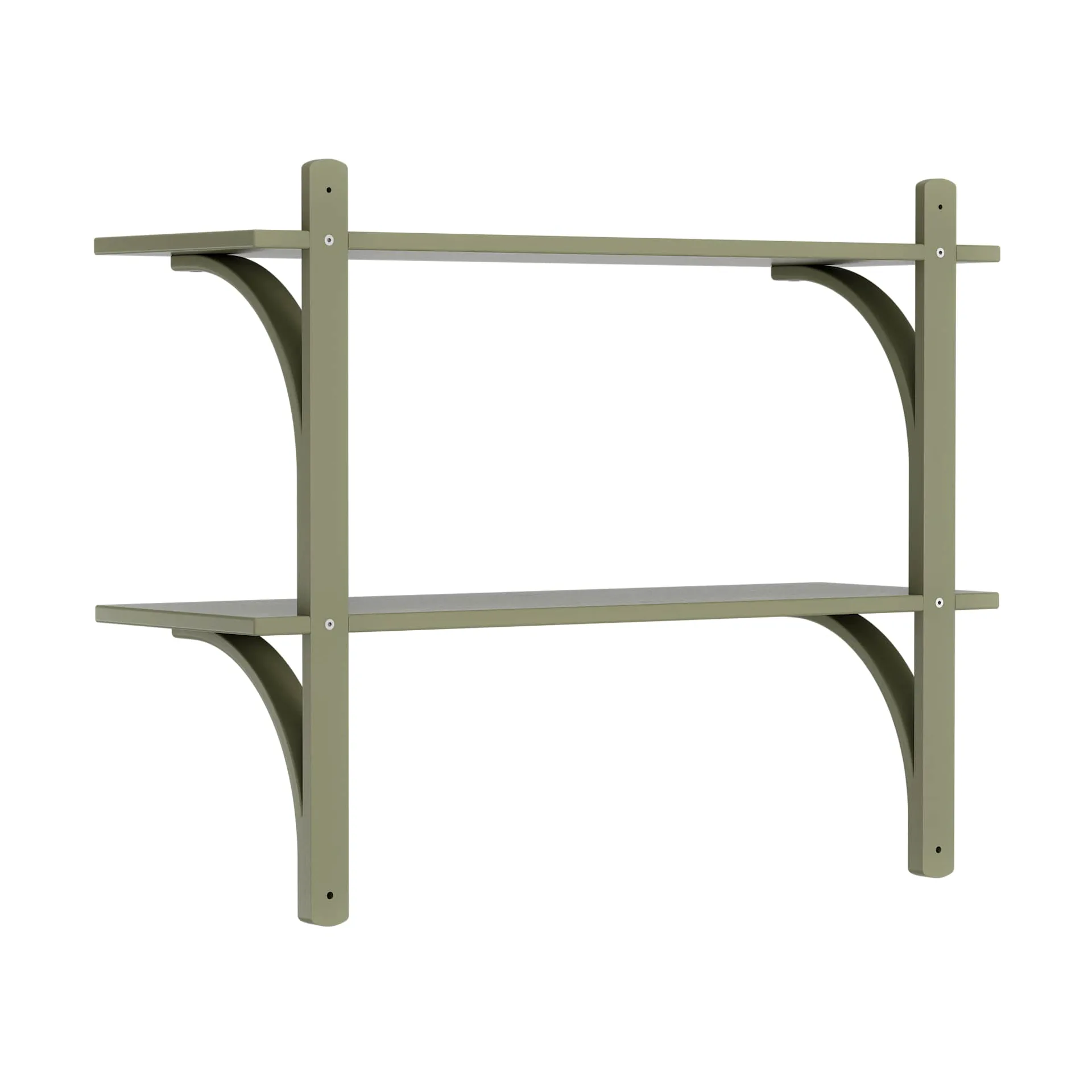 Levi shelf, Moss green-stainless steel, 2 shelves, 90 cm Swedese