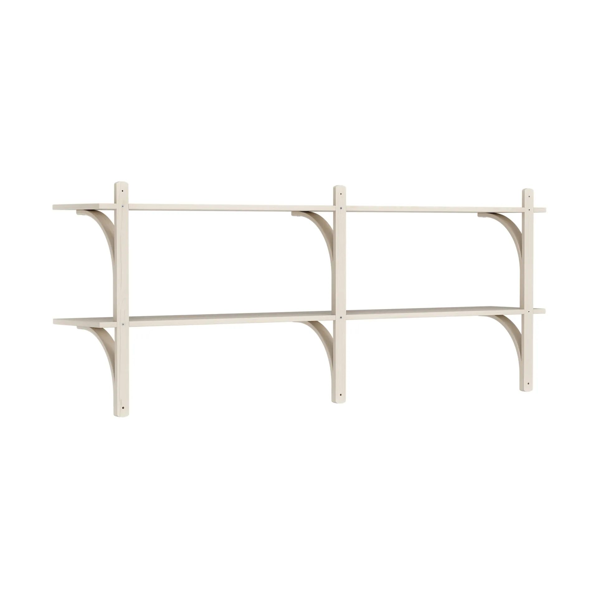 Levi shelf, White-pigmented ash-brass, 2 shelves, 180 cm Swedese