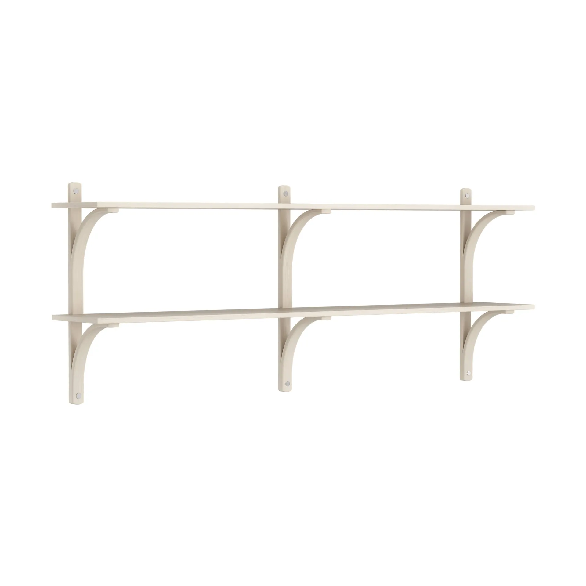Levi shelf, White-pigmented ash-stainless steel, 2 shelves, 180 cm Swedese