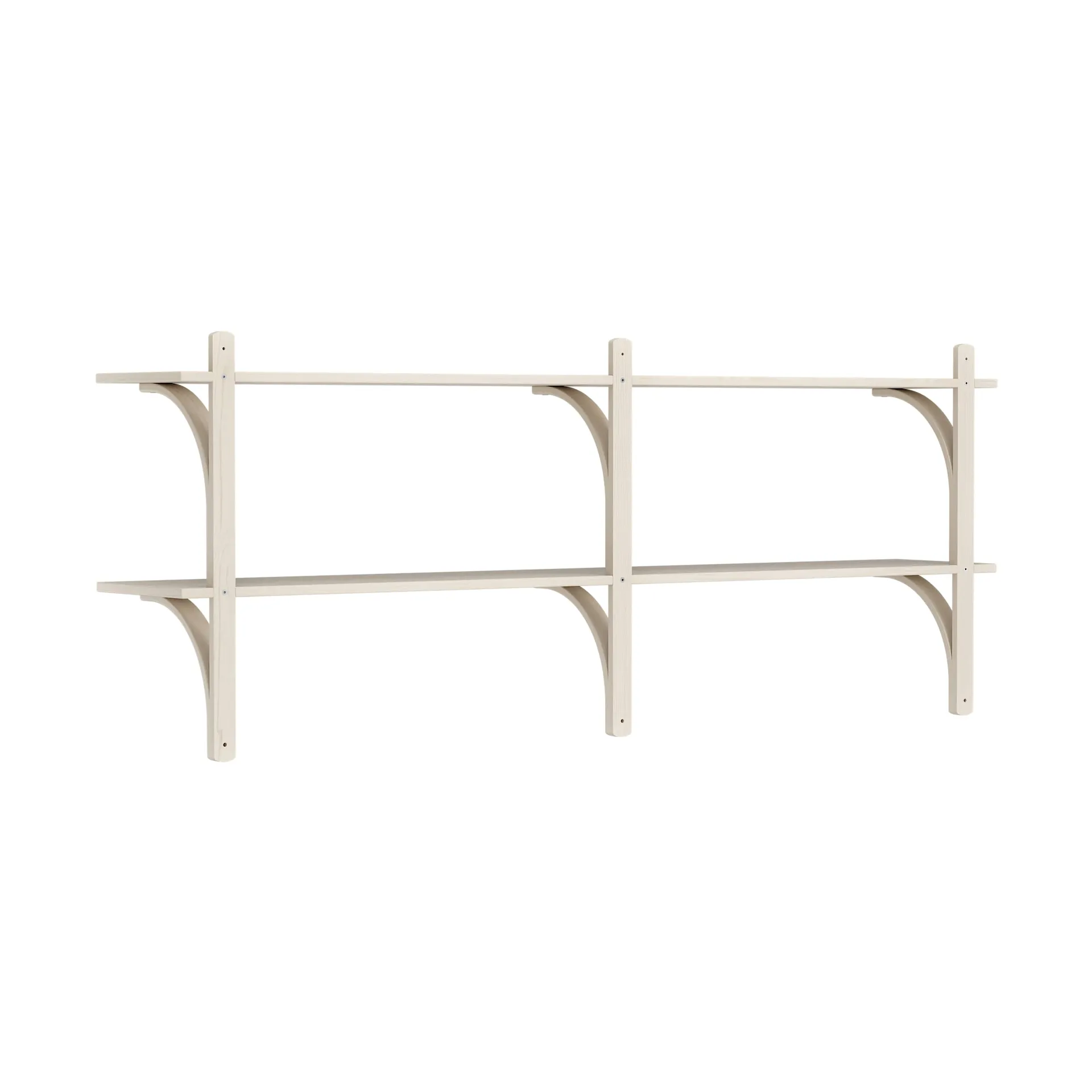 Levi shelf, White-pigmented ash-stainless steel, 2 shelves, 180 cm Swedese