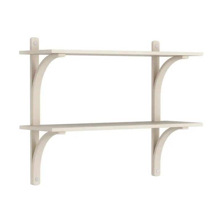 Levi shelf - White-pigmented ash-stainless steel, 2 shelves, 90 cm - Swedese